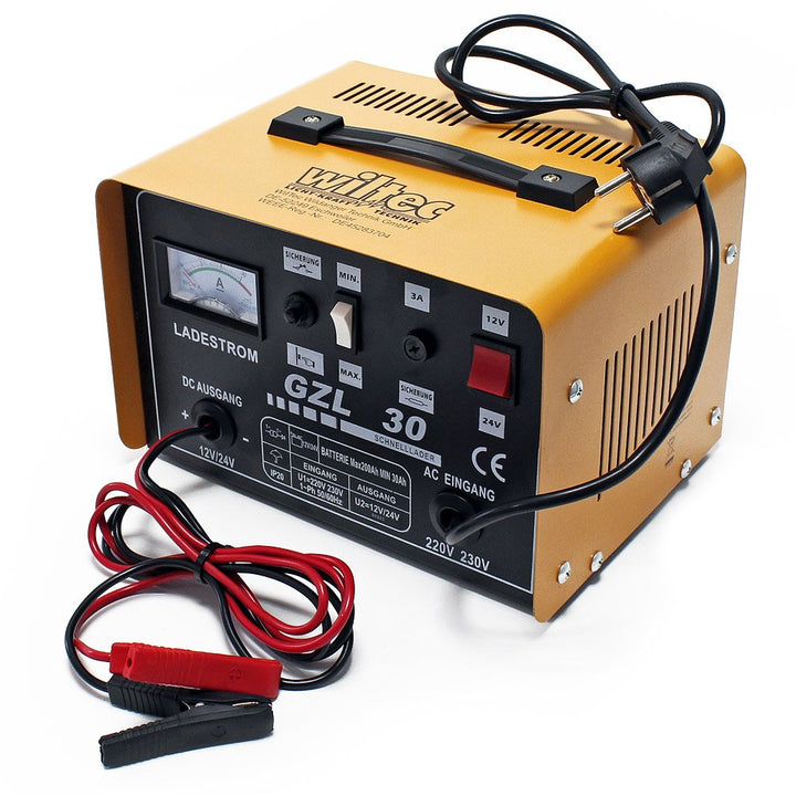Wiltec Batterieladegerät 12V 24V 16A Batterie, Ladegerät für Motorräder, Kfz, LKW, Akkuladegerät WBL