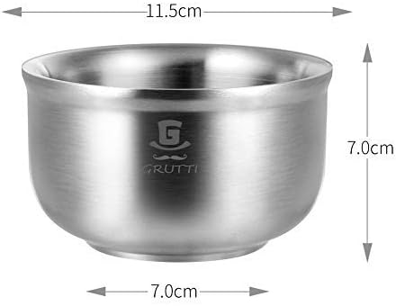 GRUTTI Premium Rasierschale 11.5cm - 3-Schicht Edelstahl mit 6cm Tiefe für Warmen Schaum & Kein Über