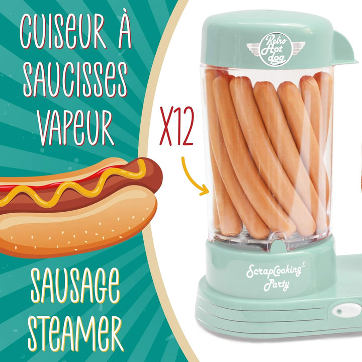 SCRAP COOKING 601 Hot Dogs Maschine für 12 Wurst & 2 Brote, Retro-Stil, Vintage, Grillen, Partys, Ke