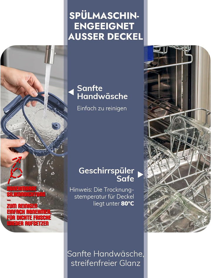 Glasbehälter mit Deckel, 10Stück – Luftdichte Frischhaltedosen für Meal Prep, Vorratsdosen für Küche