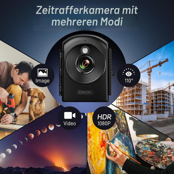 Dsoon Zeitraffer-Kamera, 1080P FHD Zeitraffer-Kamera für Aussenaufnahmen von Baustellen, 180 Tage St
