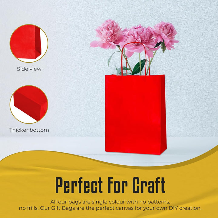Thepaperbagstore 30 Papiertüten für Partys und Geschenke mit Griffen - Rot - 180x220x80mm Rot 30, Ro