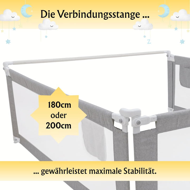 Querstange (200cm) - zur Stabilisierung von zwei Bettgittern (hier separat erhältlich) - gepolstert