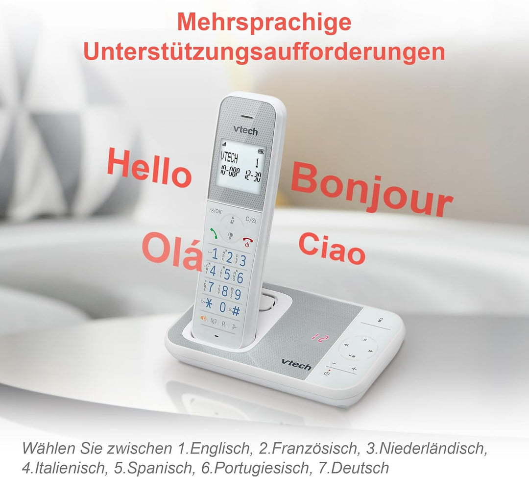 VTech XS1050 DECT Telefon Schnurlos Schnurlostelefon mit Anrufbeantworter, Anrufererkennung/Anklopff