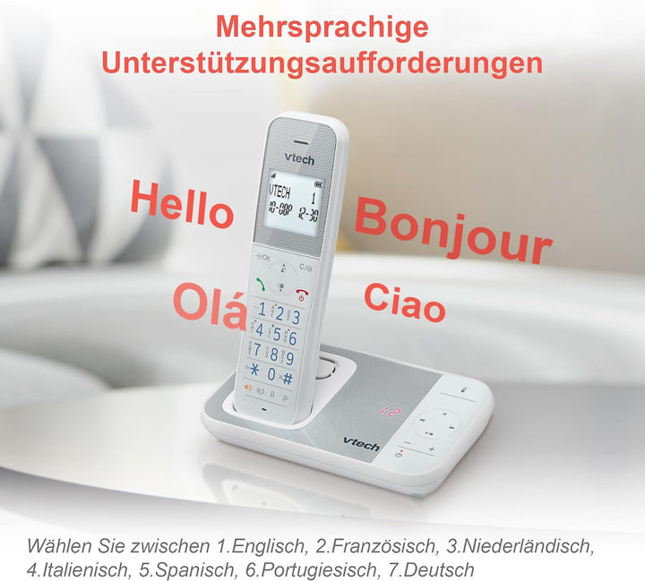 VTech XS1050 DECT Telefon Schnurlos Schnurlostelefon mit Anrufbeantworter, Anrufererkennung/Anklopff