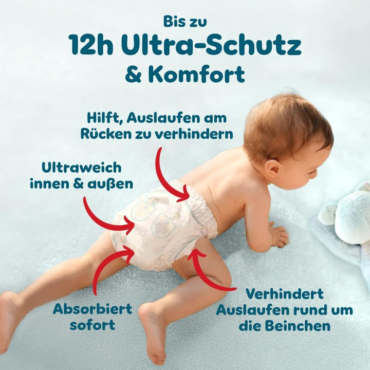 Pampers Baby Windeln Pants Grösse 4 (9-15kg) Premium Protection, Maxi mit Stop- und Schutz Täschchen