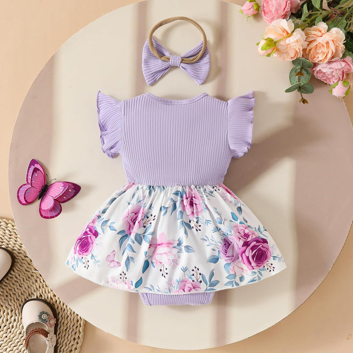 Neugeborenes Baby Mädchen Kleidung Sets Rüschen Kurzarm Tops Blumen Hosenträger Shorts mit Stirnband