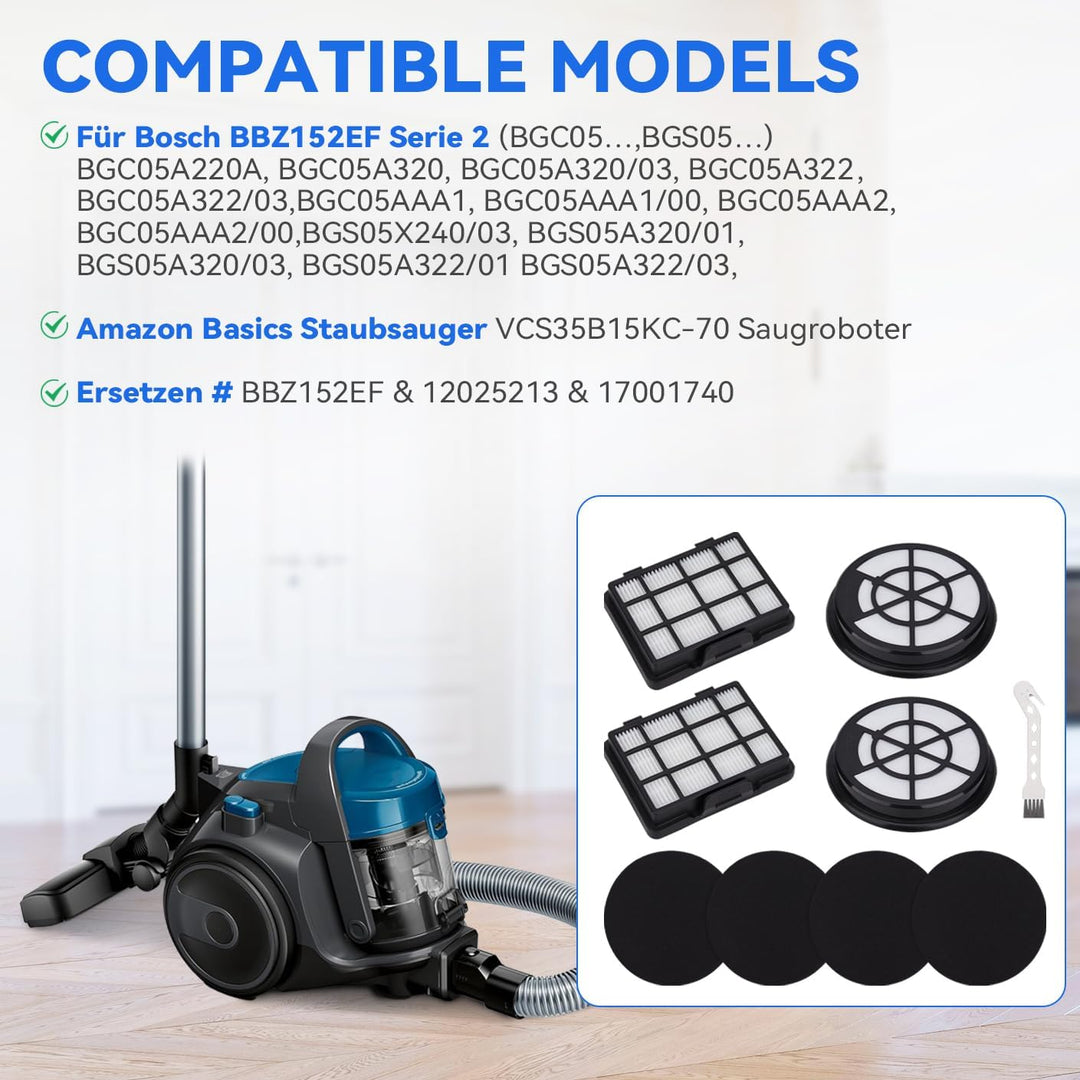 Filter für Bosch Serie 2 Staubsauger BGC05A220A,BGC05A320,BGC05A322, BGC05AAA1,BGS05A221,BGS05A222,B