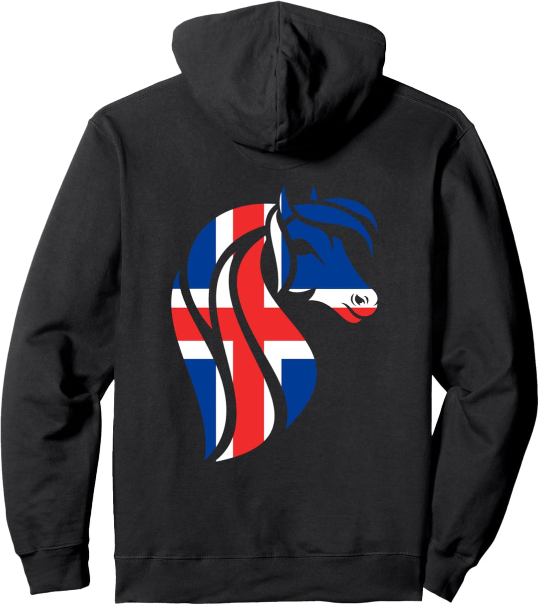 Islandpferd Isländer Island Pony Pferd Reiten Fahne Flagge Pullover Hoodie