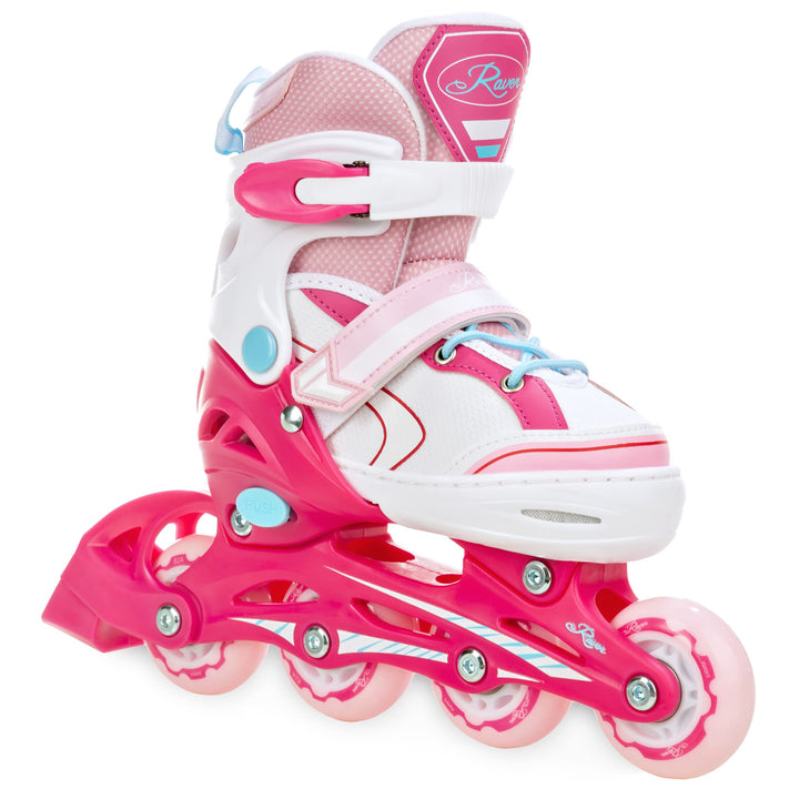 RAVEN 4in1 Inline Skates Triskates Rollschuhe Schlittschuhe Inliner für Kinder Mädchen verstellbar G