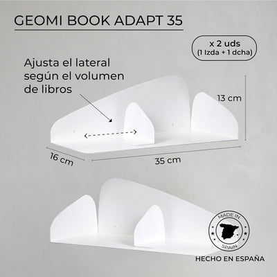 MILUKA Wandregal Weiss 35 cm | 2er Set Bücherregal Wand mit Magnetische Buchstütze | Bücher Regal Hä