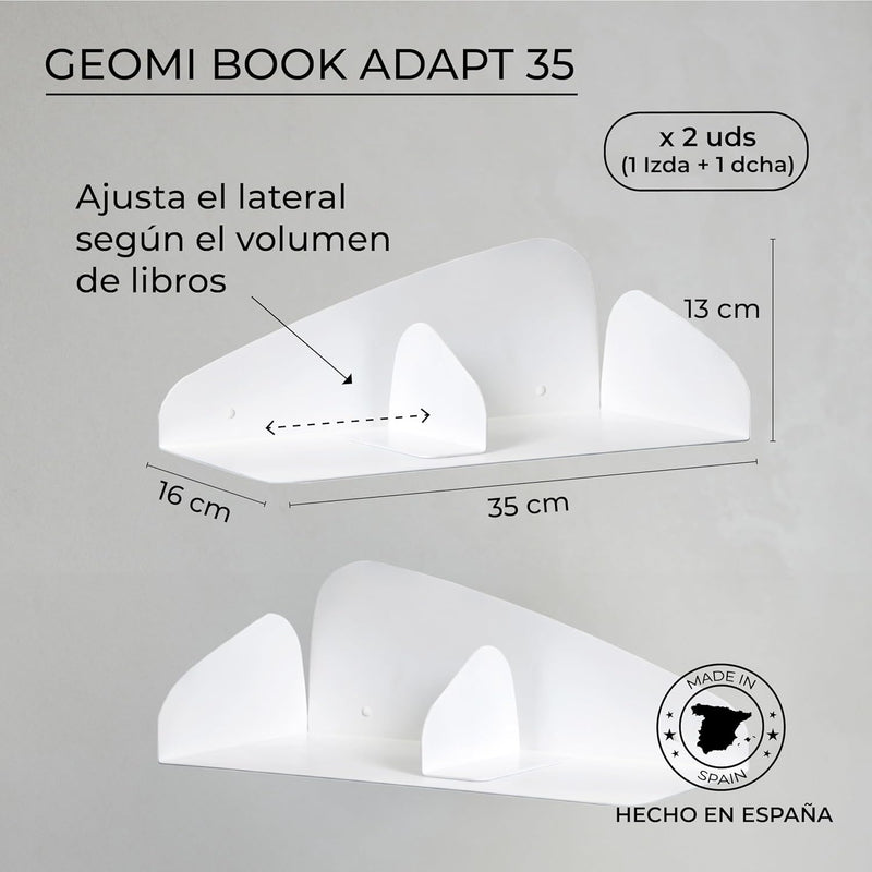 MILUKA Wandregal Weiss 35 cm | 2er Set Bücherregal Wand mit Magnetische Buchstütze | Bücher Regal Hä