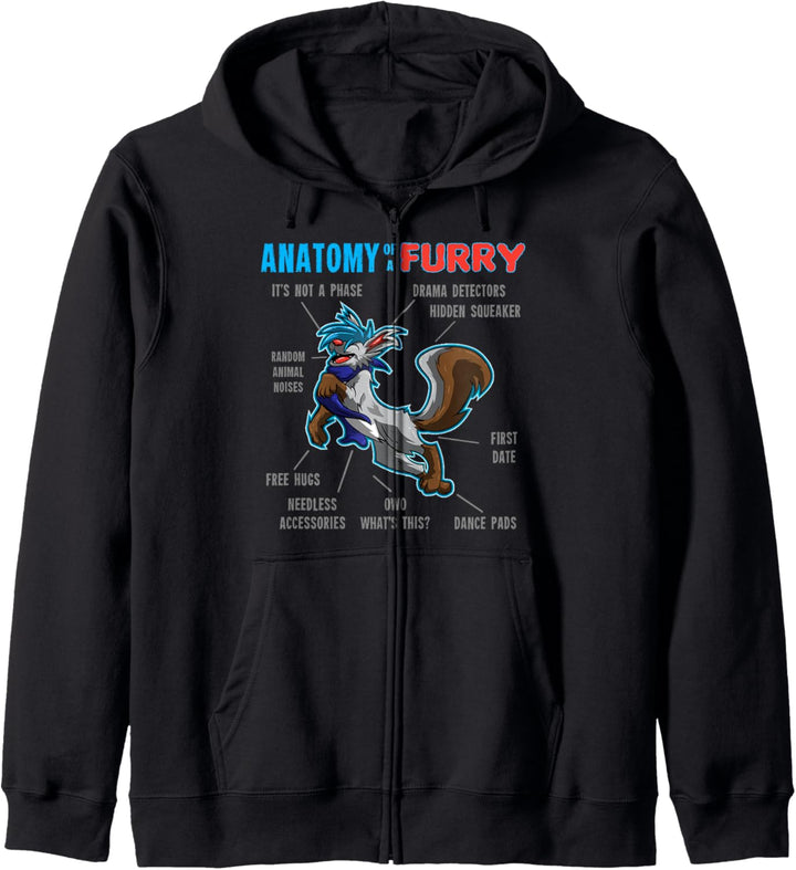 Pelzhemd - Anatomy of a Furry - Wolfshemd im Cartoon-Design Kapuzenjacke