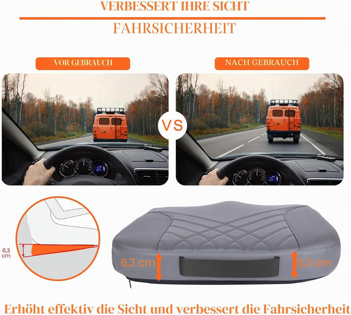kingphenix Premium Autositzkissen, Memory-Schaum, Fahrersitzkissen zur Verbesserung der Sicht beim F