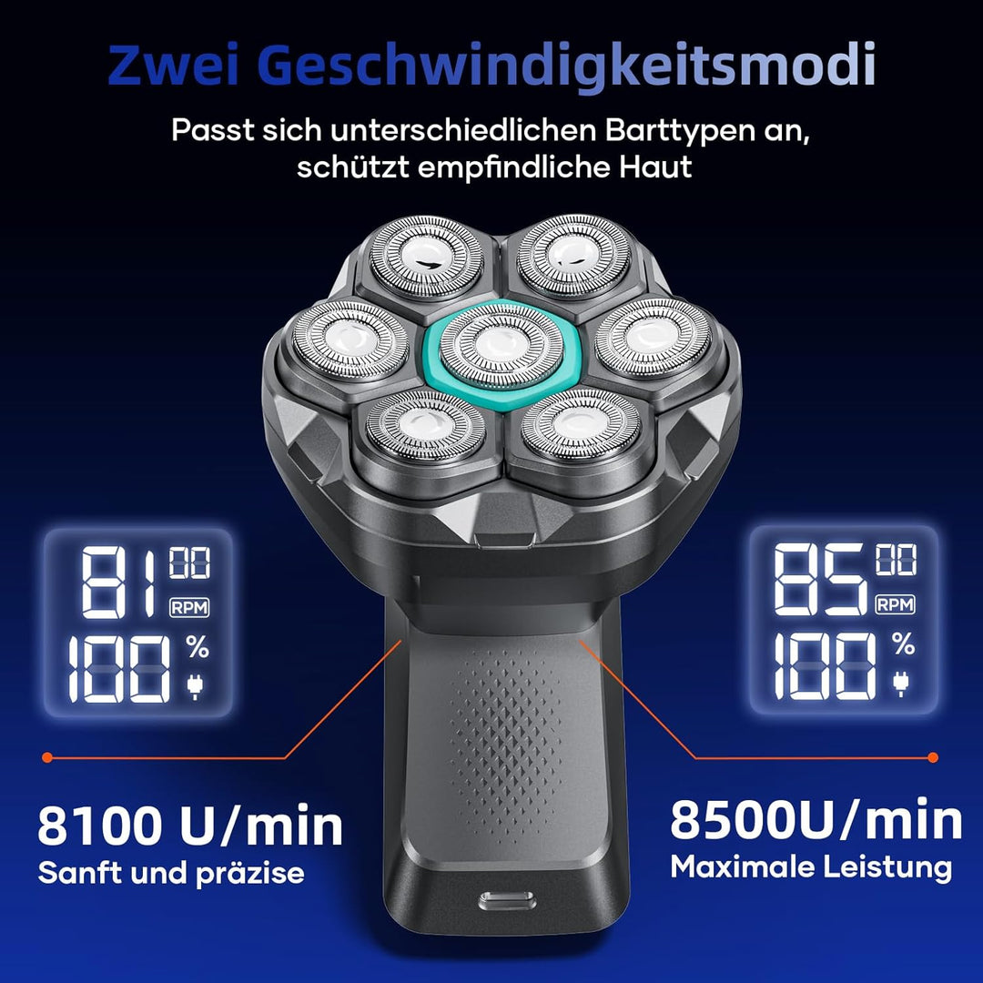 Glatzen Rasierer Herren, kensen Glatzenrasierer 7D Schwebender Kopfrasierer Glatze Wasserdicht Head