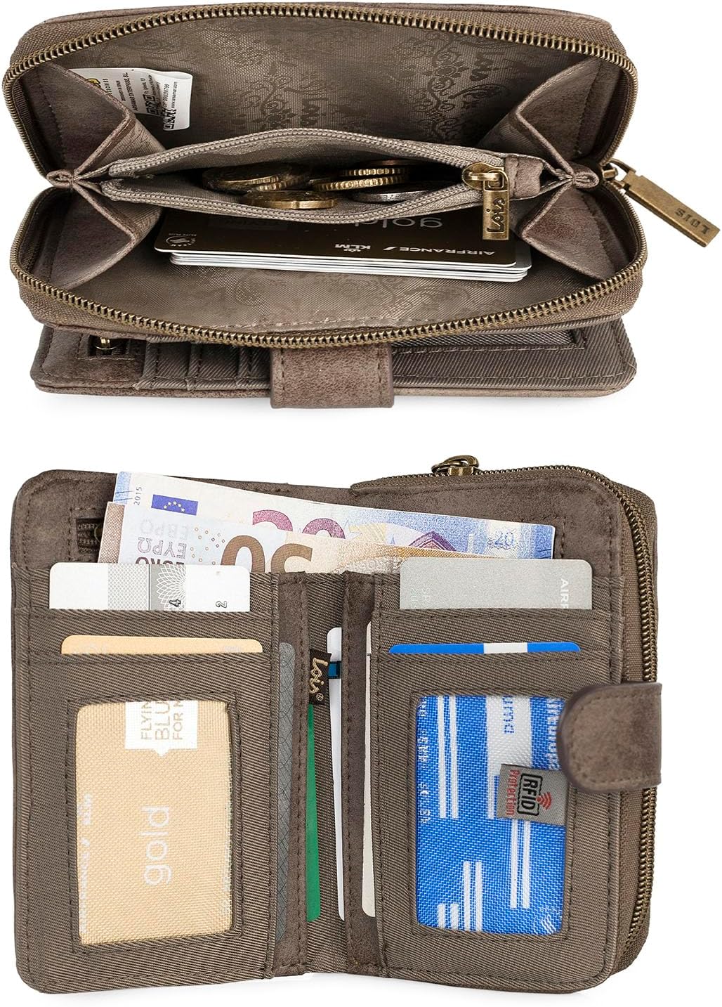 Lois - Geldbörse Damen Gross - Strapazierfähige Portemonnaie Damen - Damen Geldbörse - Damen-Geldbör