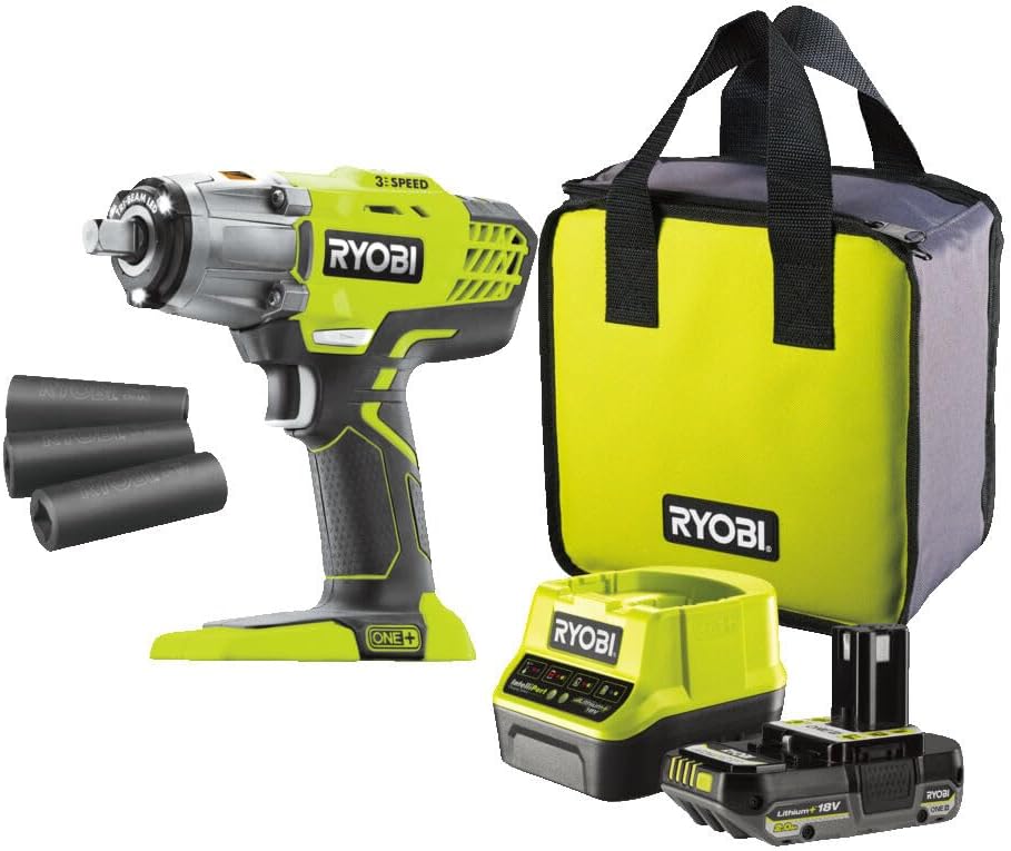 RYOBI 18 V ONE+ Akku-Schlagschrauber R18IW3-120S3 (max. Drehmoment 400 Nm, 1/2 Zoll Vierkant-Aufnahm