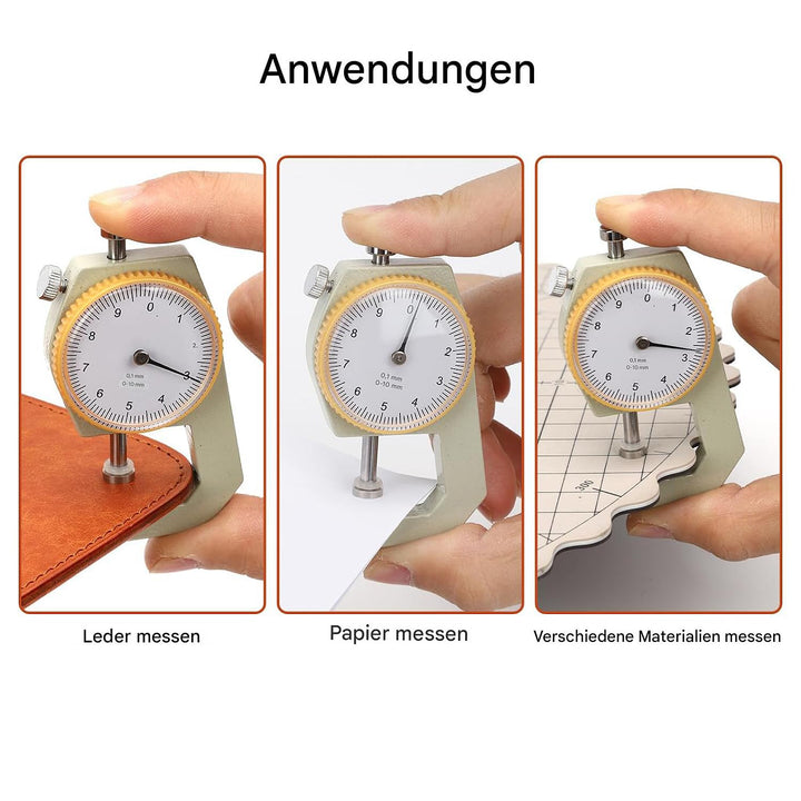 WUTA Leder-Dickenmessgerät 0-10mm Bereich Tragbarer Dickenmessgerät für Leder Papier Metallblechdick