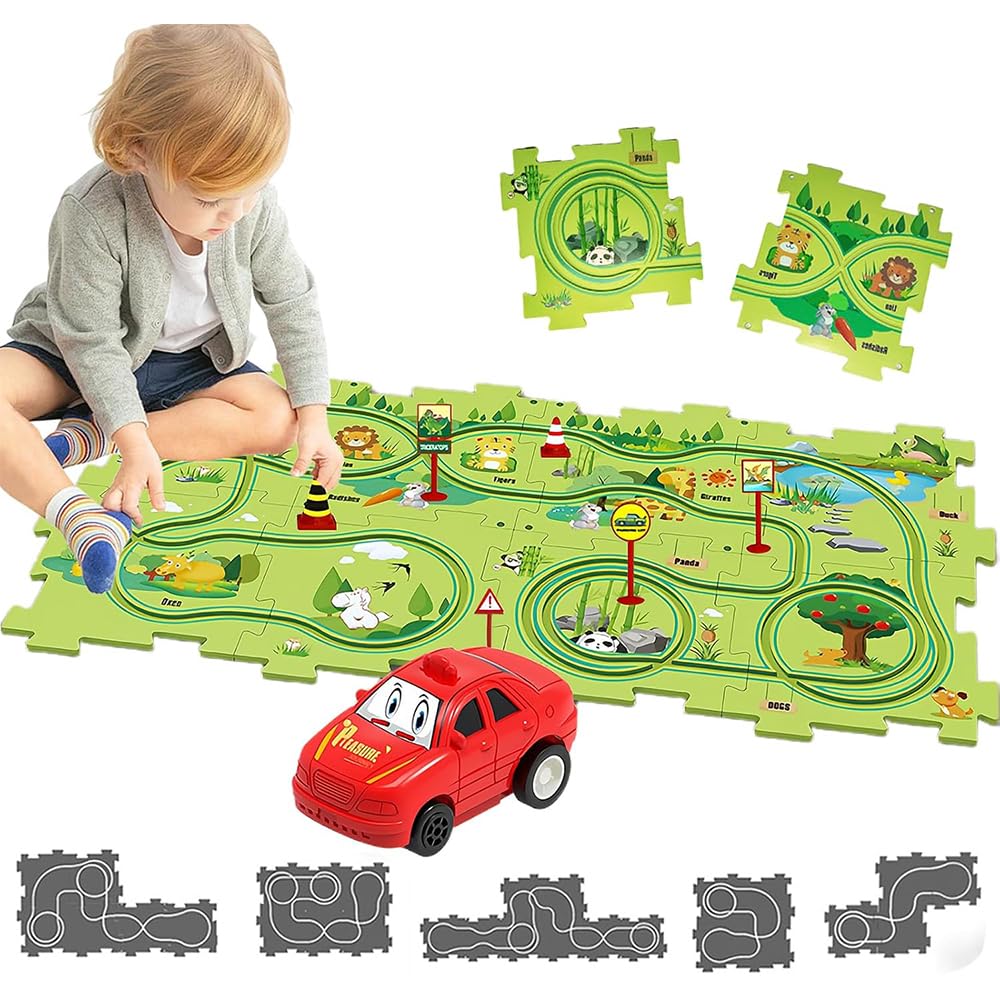 Auto Spielzeug Autorennbahn Spielzeugauto 8pcs DIY-Puzzlebahn für Kinderspielzeug DIY-Route Cars Spi