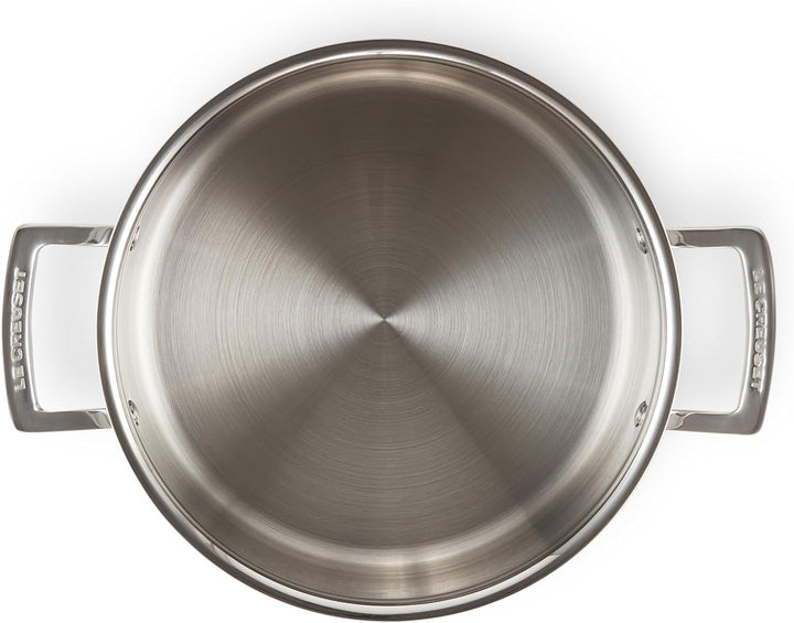 Le Creuset Bratentopf aus 3-ply Edelstahl mit Deckel, Ø 24 cm, Für alle Herdarten inkl. Induktion ge