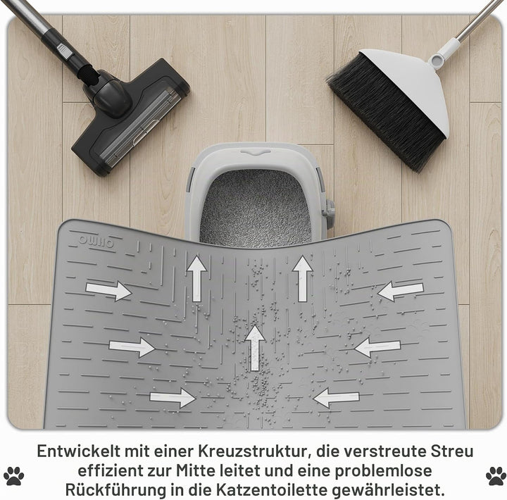OHMO Katzenklo Matte aus Premium-Silikon 60 x 40 cm, wasserdicht und BPA-frei Katzentoilettenmatte,