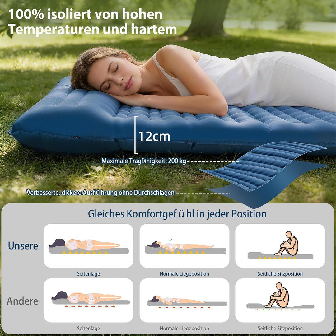 HiiPeak Ultraleichte Isomatte aufblasend - Luftmatratze Camping mit integrierter Fusspumpe &amp; Kissen,
