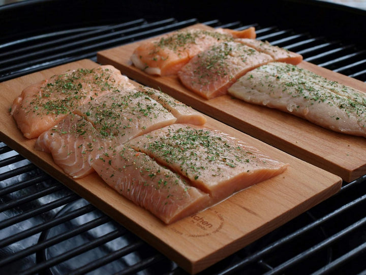 Landree® BBQ Eiche Grillbrett Räucherbrett Planks Set 2Stk mehrfach verwendbar (!) (Eiche), Eiche