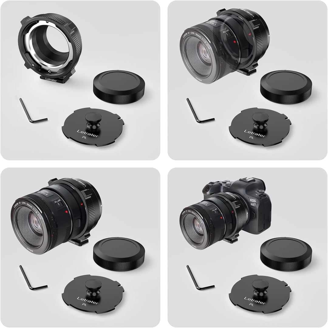 Letrater PL-EOS R Objektivadapter für PL Objektiv Konvertierung zu Canon RF Kameras, z.B. EOS R, RF,