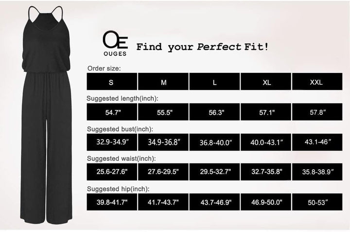 OUGES Damen Sommer Ärmellos Jumpsuit Overall Lang Hosenanzug Casual Playsuit Romper mit Taschen S Bl