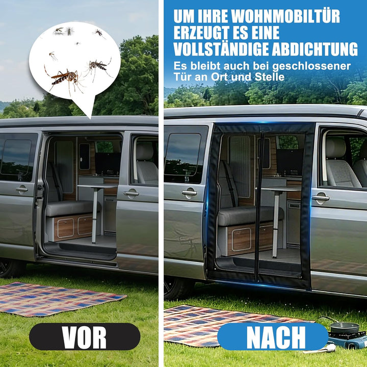 Moskitonetz Magnetisch für VW T5 T6 Schiebetür | Insektennetz & Fliegengitter mit Schattennetz | Son