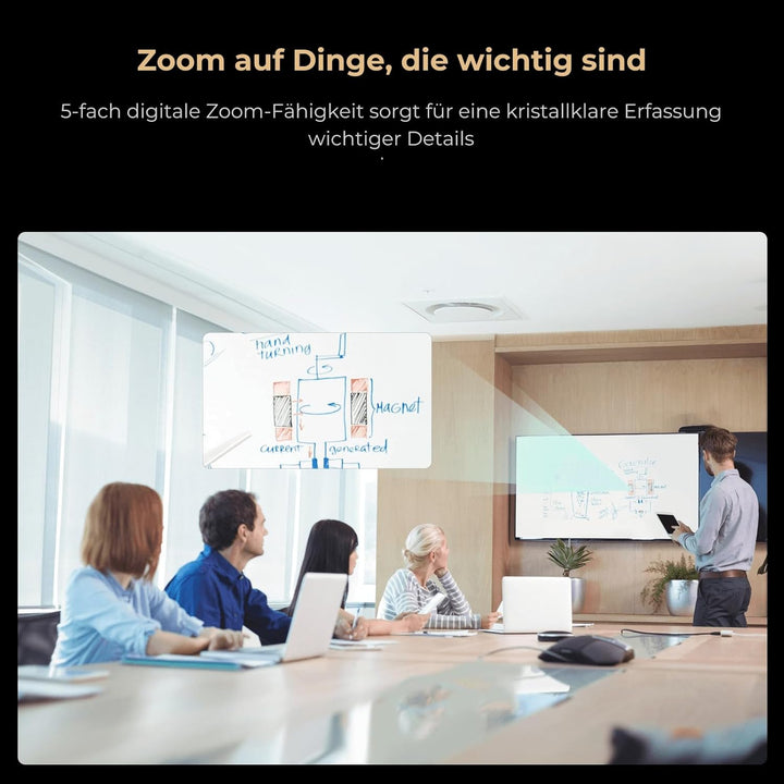 Nuroum C46 4K Videokonferenz-Webcam mit Mikrofon und Lautsprecher, 120° Blickfeld/Auto-Framing/5x Zo