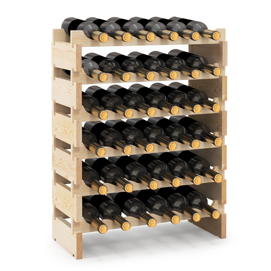 GIANTEX 36 Flaschen Weinregal, Flaschenregal Massivholz, Weinständer freistehend, Weinflaschenhalter