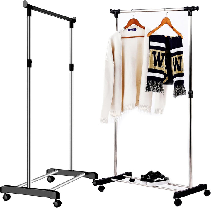 Retoo Kleiderständer auf Rollen Kleiderstange Garderobenständer Höhenverstellbar Rollgarderobe für M