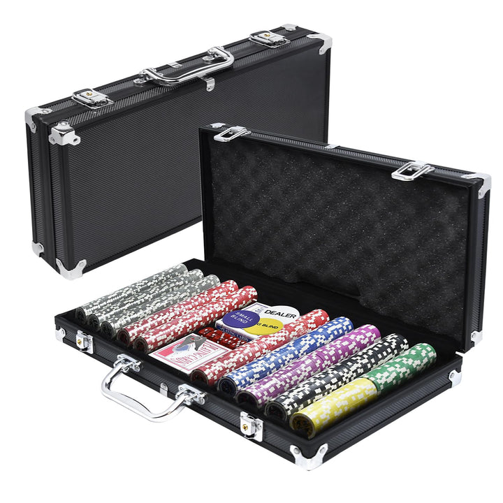 FIVMEN Pokerkoffer Set 500 Chips Pokerset Poker Set inkl. 500 Laser Poker Chips, 2X Pokerdecks, 3X D