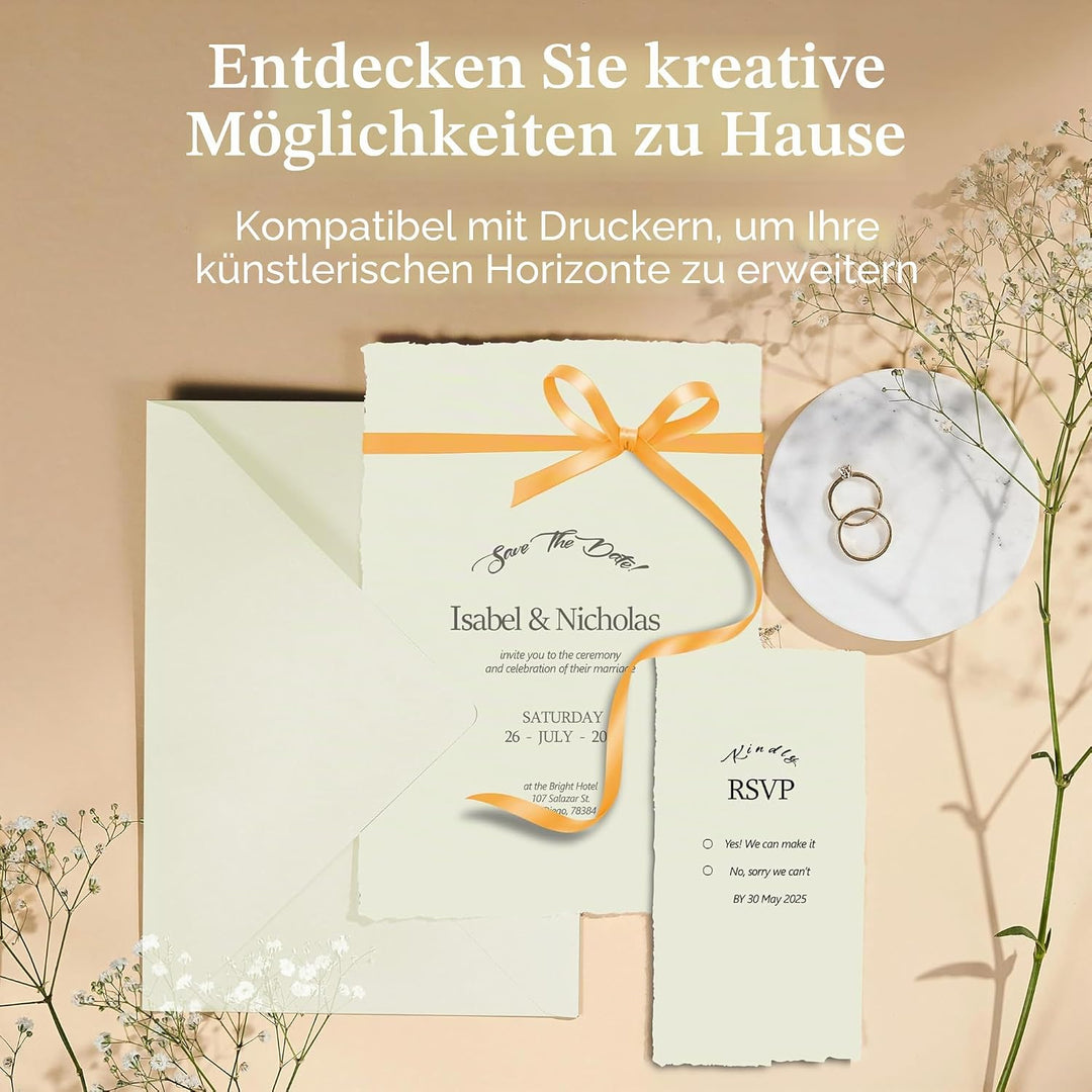 Wanderings Handgefertigte Umschläge Mit Büttenrand In Grün –11 x 16 cm – Paket Mit 25 Stück – Für An