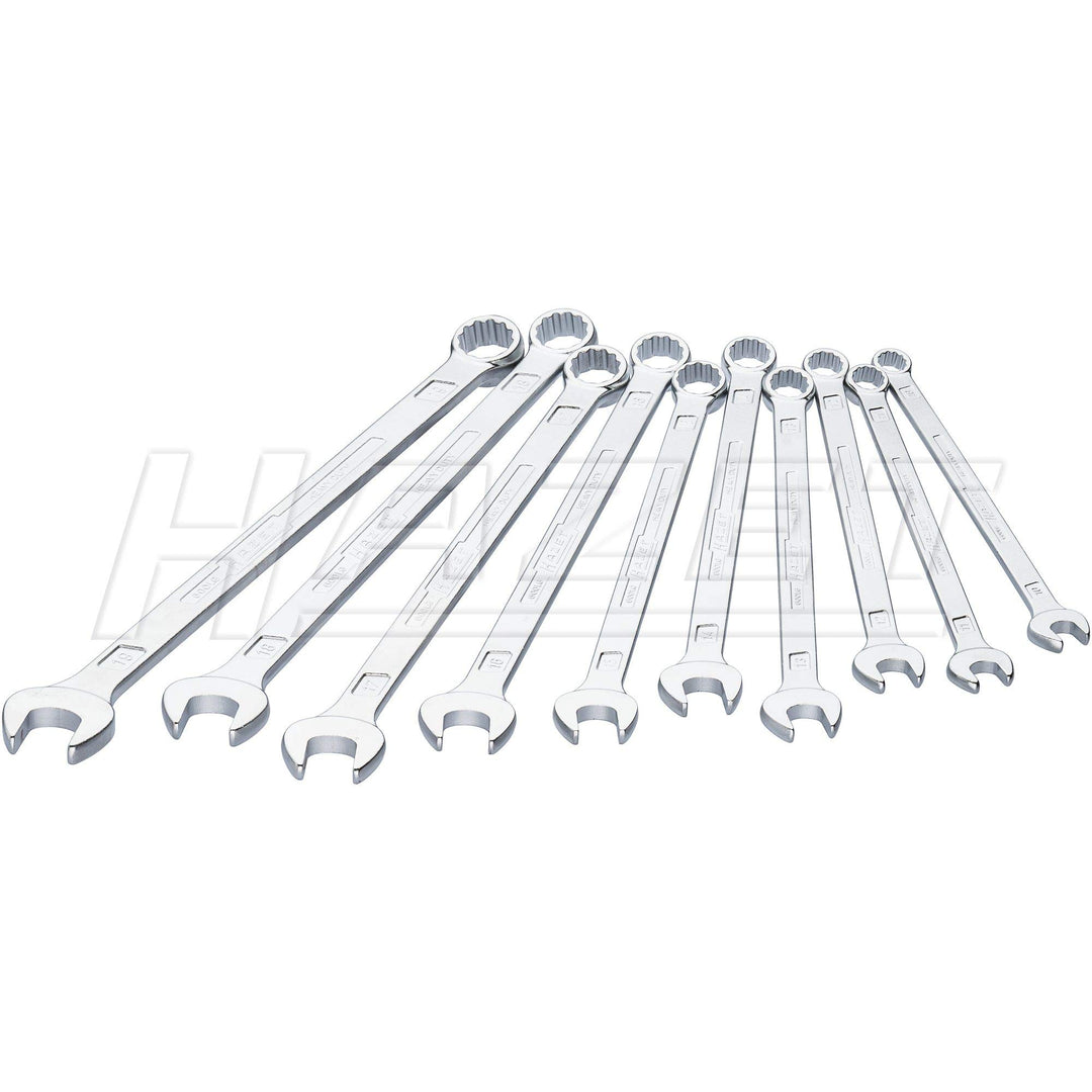 HAZET Ring-Maulschlüssel (extra lang, schlanke Bauform, 10teilig) 600LG/10