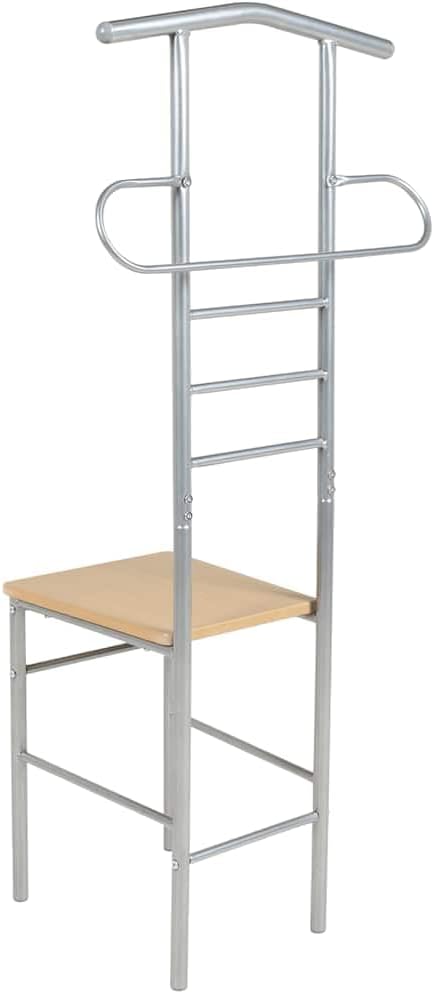 2er Set Herrendiener Metall-Gestell &amp; Holz-Sitz Schlafzimmer