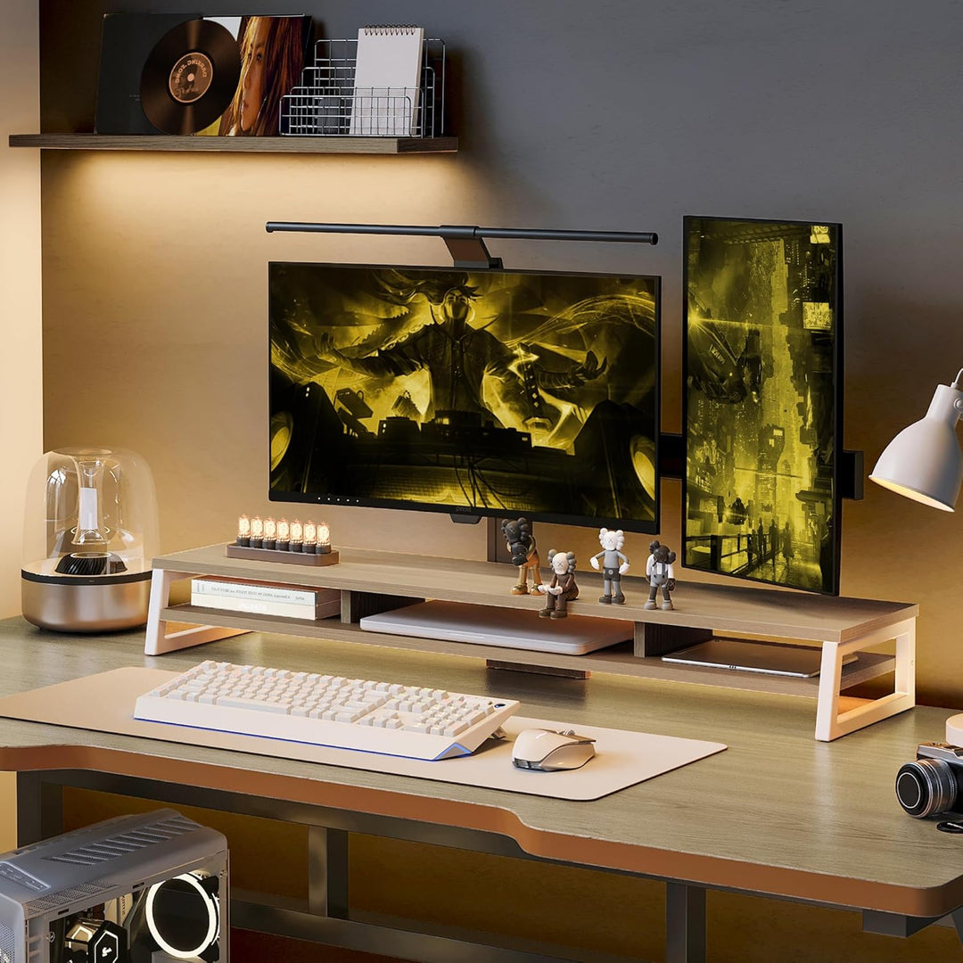 Fenge Dual Monitorständer Riser 108cm Grosse Computer Bildschirmständer für PC/Laptop/Fax/Drucker/TV