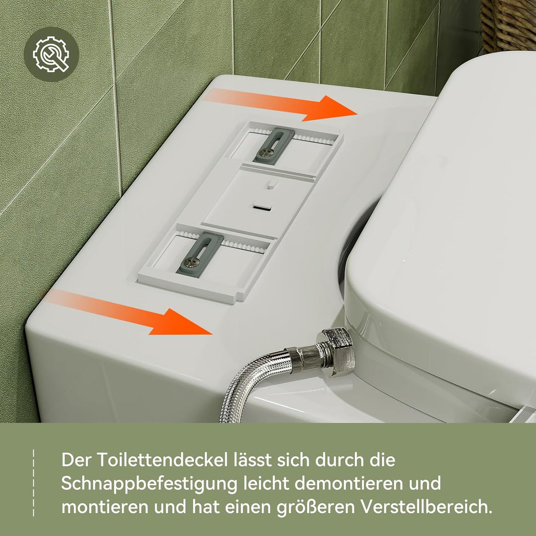 Dusch WC Sitz mit Bidet Funktion, Bidet Aufsatz für Toilette ohne Stromanschluss, Toilettendeckel mi