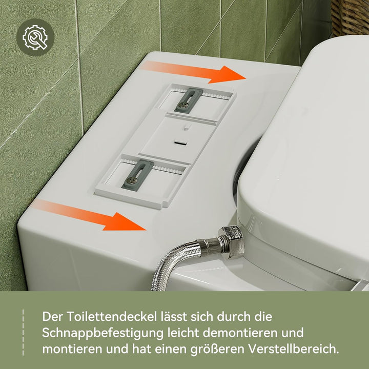 Dusch WC Sitz mit Bidet Funktion, Bidet Aufsatz für Toilette ohne Stromanschluss, Toilettendeckel mi