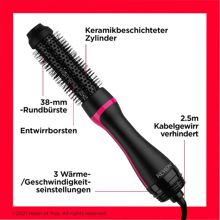 Revlon One-Step-Style-Booster – Rundbürstenföhn und Styler, 38-mm-Rundbürste (Thermoborsten, keramik