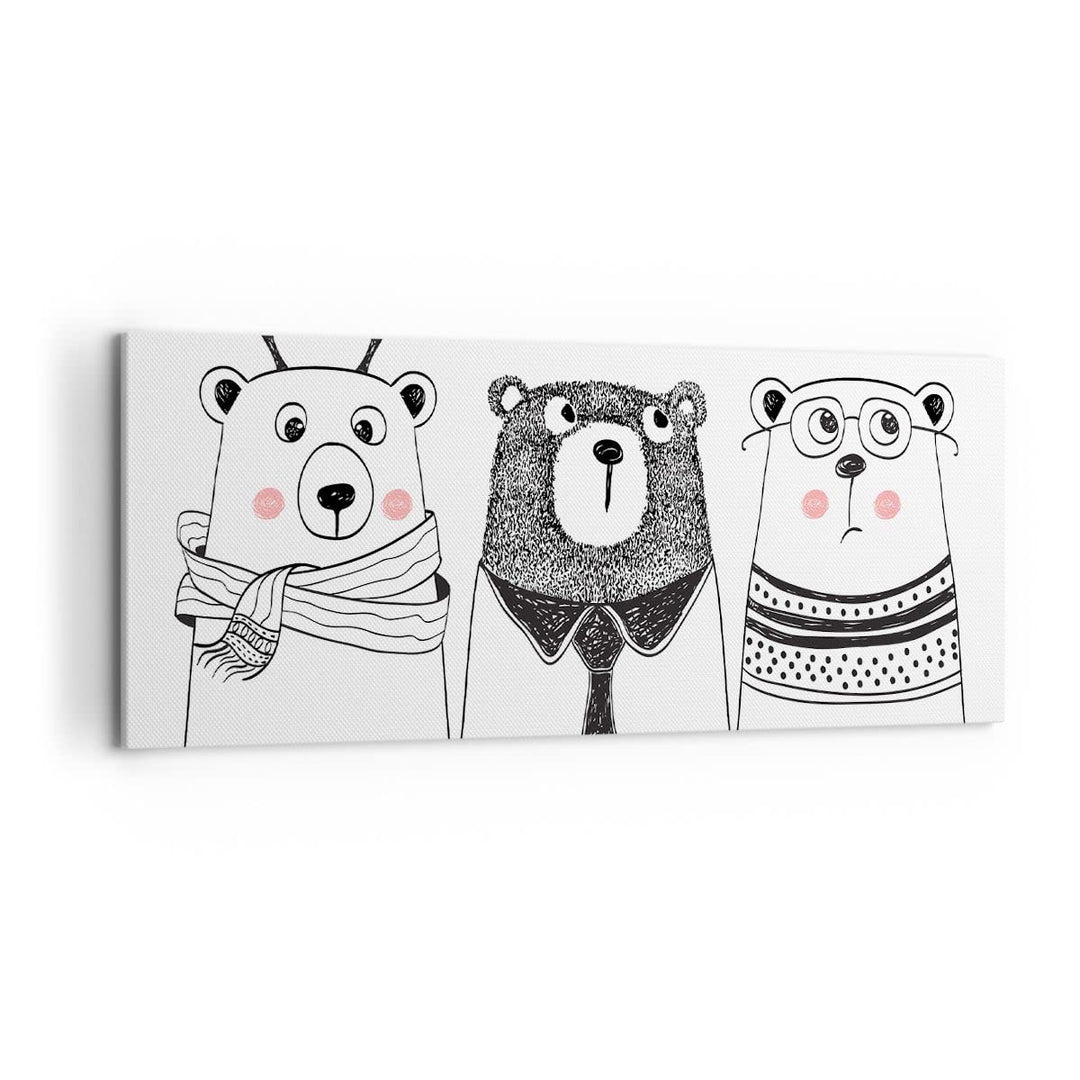 Wandbilder Dekoration Wohnzimmer Spass süss Teddybär Panorama Bilder auf Leinwand 120x50cm Leinwandb