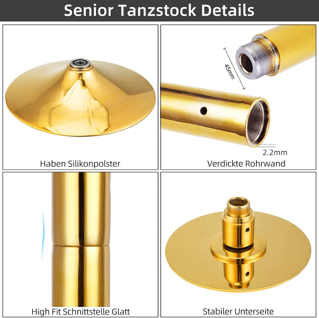 PRIOR FITNESS Pole Dance Tanzstange 45mm von 2,35 bis 2,74 m Höhenverstellbar,2 Modi: drehend/statis