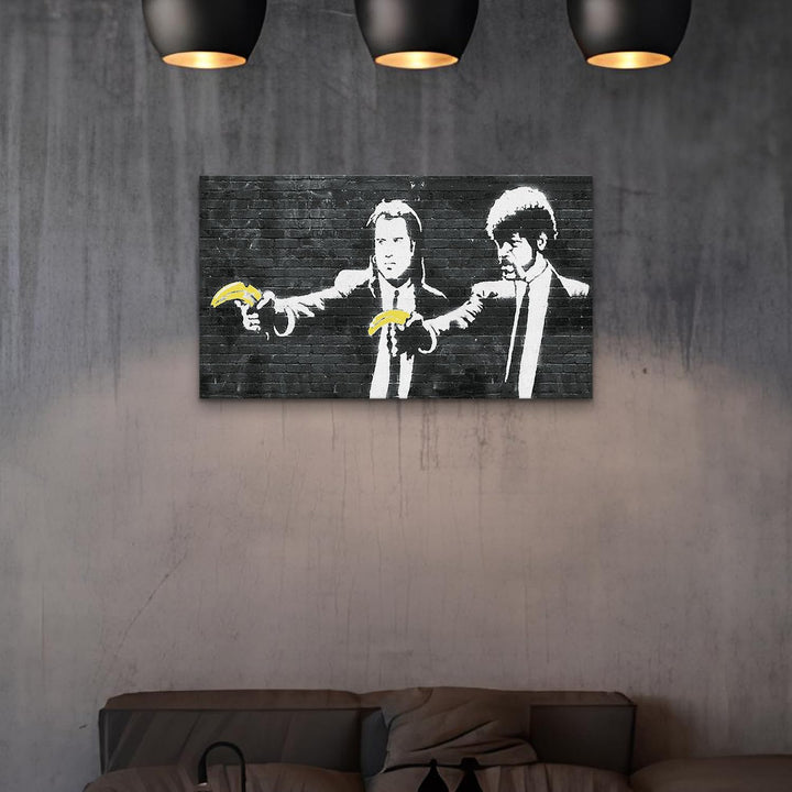 Giallobus - Gemälde - Banksy - - Standardleinwand - 100x60-19 - Jhon Travolta mit Banane - Bereit zu