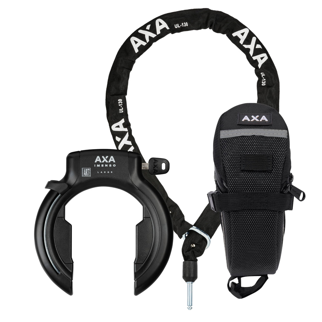 AXA Set Imenso L + ULC 130 + Transporttasche – Rahmenschloss Set mit Einsteckkette und Tasche – Hohe