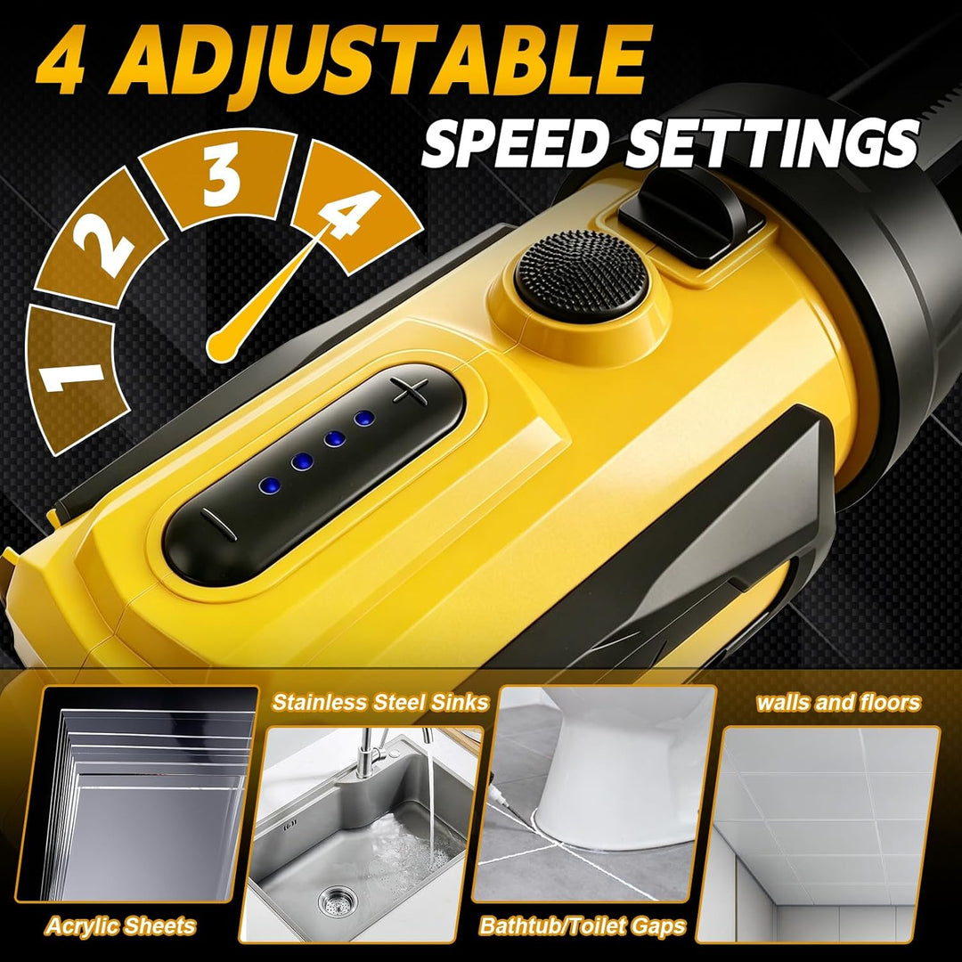 Akku Kartuschenpresse für DeWalt 20V, Anti-Tropf-Funktion & LED-Licht, 4-stufige Geschwindigkeitsreg