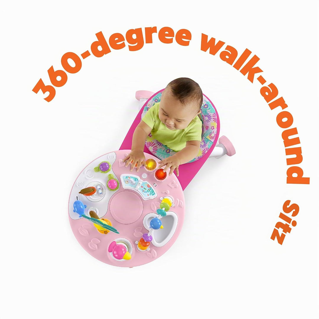 Bright Starts, Around We Go Tropic Coral 2-in-1 Spielstation &amp; Lauflernwagen, Spieletisch mit Lichte
