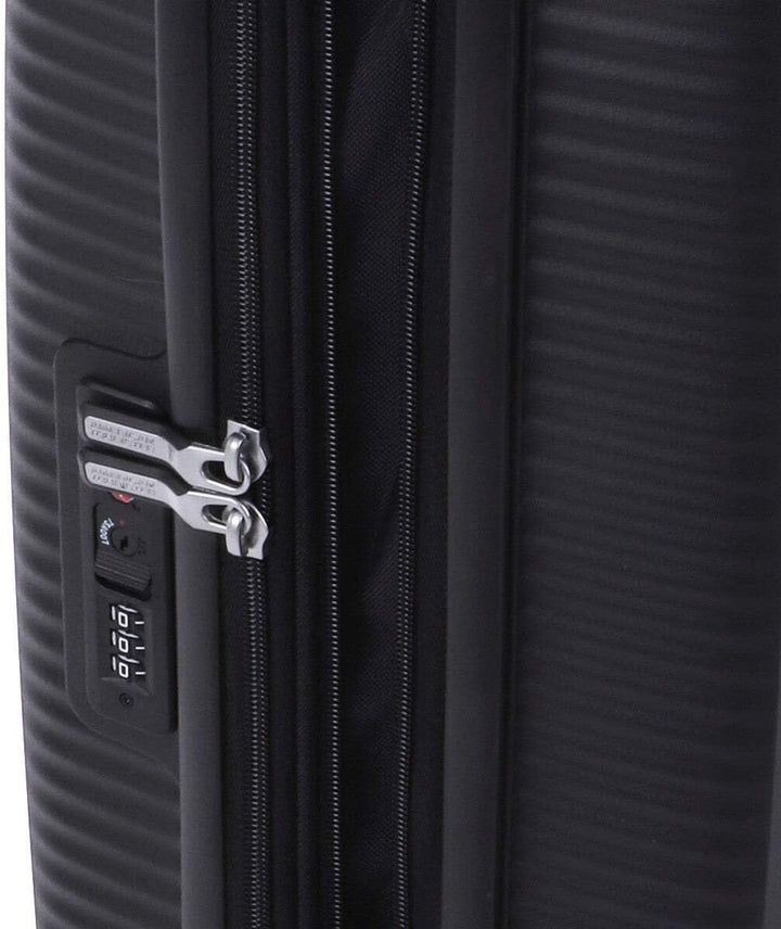 American Tourister Soundbox - Spinner S Erweiterbar Handgepäck, 55 cm, 41 L, Schwarz (Bass Black) Sc
