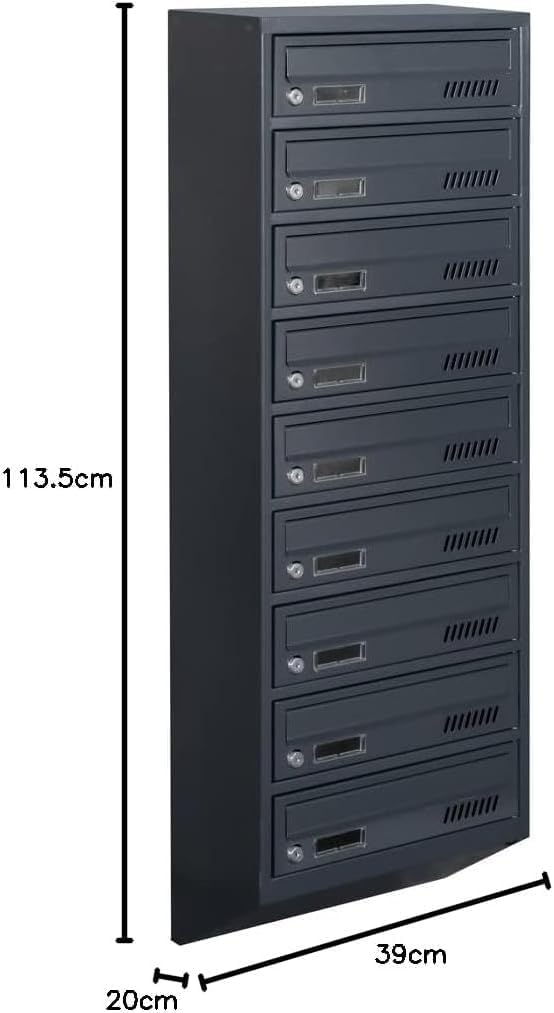 9er Briefkastenanlage GDS Anthrazit RAL 7016 20cm tief Briefkastensysteme 9 Kassettenpostali, 9 Kass