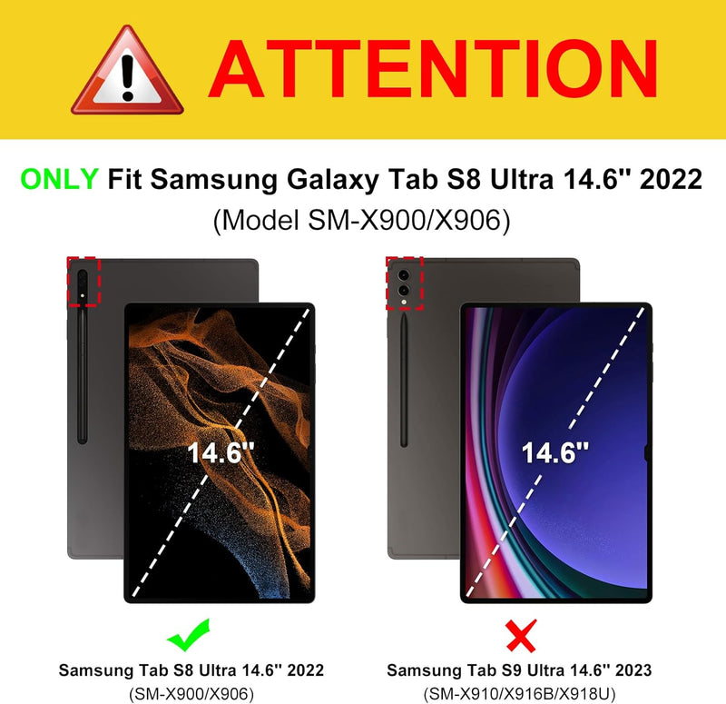 Fintie Hülle für Samsung Galaxy Tab S8 Ultra 14.6 Zoll 2022 SM-X900/X906, Multi-Winkel Betrachtung F